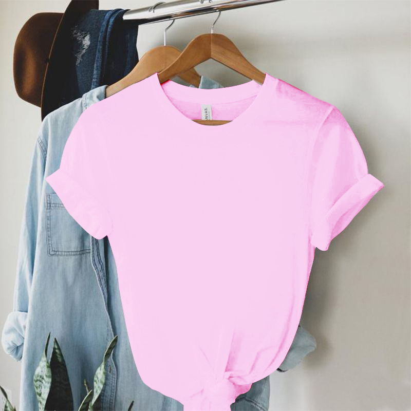 154g Weight Short Sleeve Sleeve Length Regular Sleeve Sleeve Type Polyester Fabric Type Regular Top Length T-shirt Tops Type Holiday, Daily Occasion Round Neck Neckline Regular Fit Fit Type Solid Color Pattern Summer Season Women's Gender Printing Design Simple Style Style Wholesale Women's Simple Style Solid Color Short Sleeve Printing T-Shirts 6