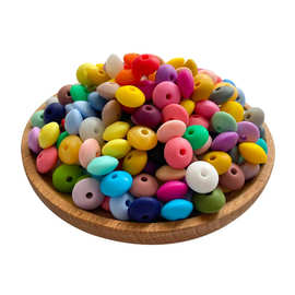 亚马逊热卖12MM硅胶扁珠算盘珠diy手串珠饰品配件宝宝磨牙牙胶