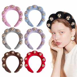 跨境复古法式发箍海绵高颅顶麻花头箍毛巾绒发卡女美妆百搭新发饰