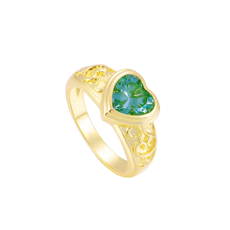 Casual, Street, Shopping Occasion Wholesale Jewelry Retro Heart Shape 304 Stainless Steel Zircon 18K Gold Plated Rings