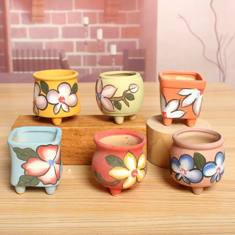 批发手绘陶瓷多肉花盆 韩式多肉拇指盘 育苗盆 桌面小盆栽0321