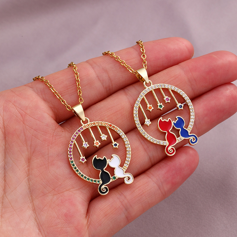Zircon Inlay Material Wholesale Animal 304 Stainless Steel Copper 18K Gold Plated Zircon Necklace
