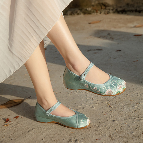 Fairy Hanfu Shoes for Women Girls flats in round head buckle rubber soles Fairy Hanfu Shoes for Women Girls for women
