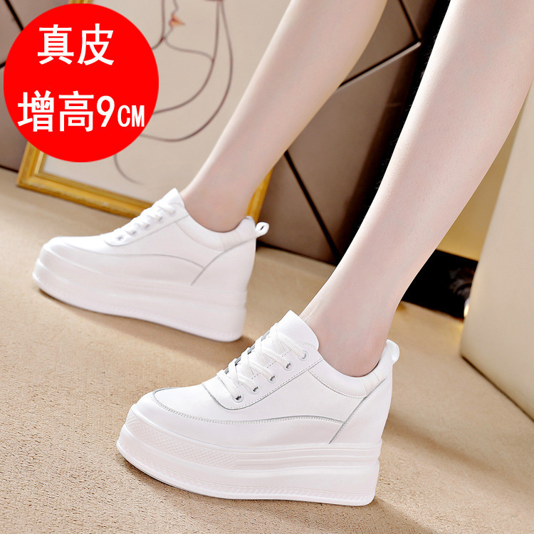潮流星期天2025秋季新款松糕透气内增高女鞋网面小白鞋休闲运动鞋