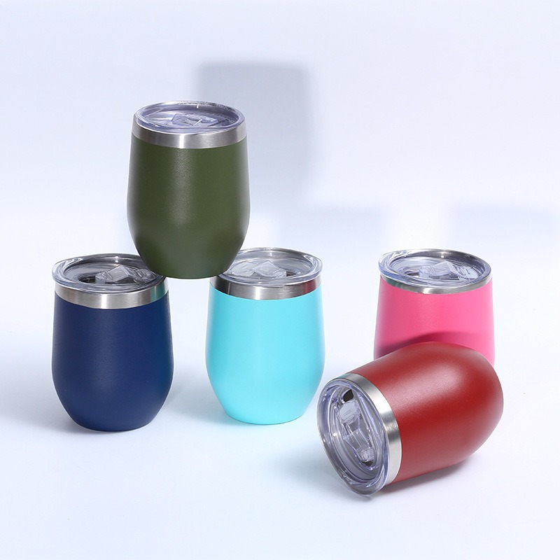 Transfronterizo 12oz de acero inoxidable huevo taza de vino tinto vacío doble taza de aislamiento térmico aislamiento frío taza de aislamiento en forma de U al por mayor