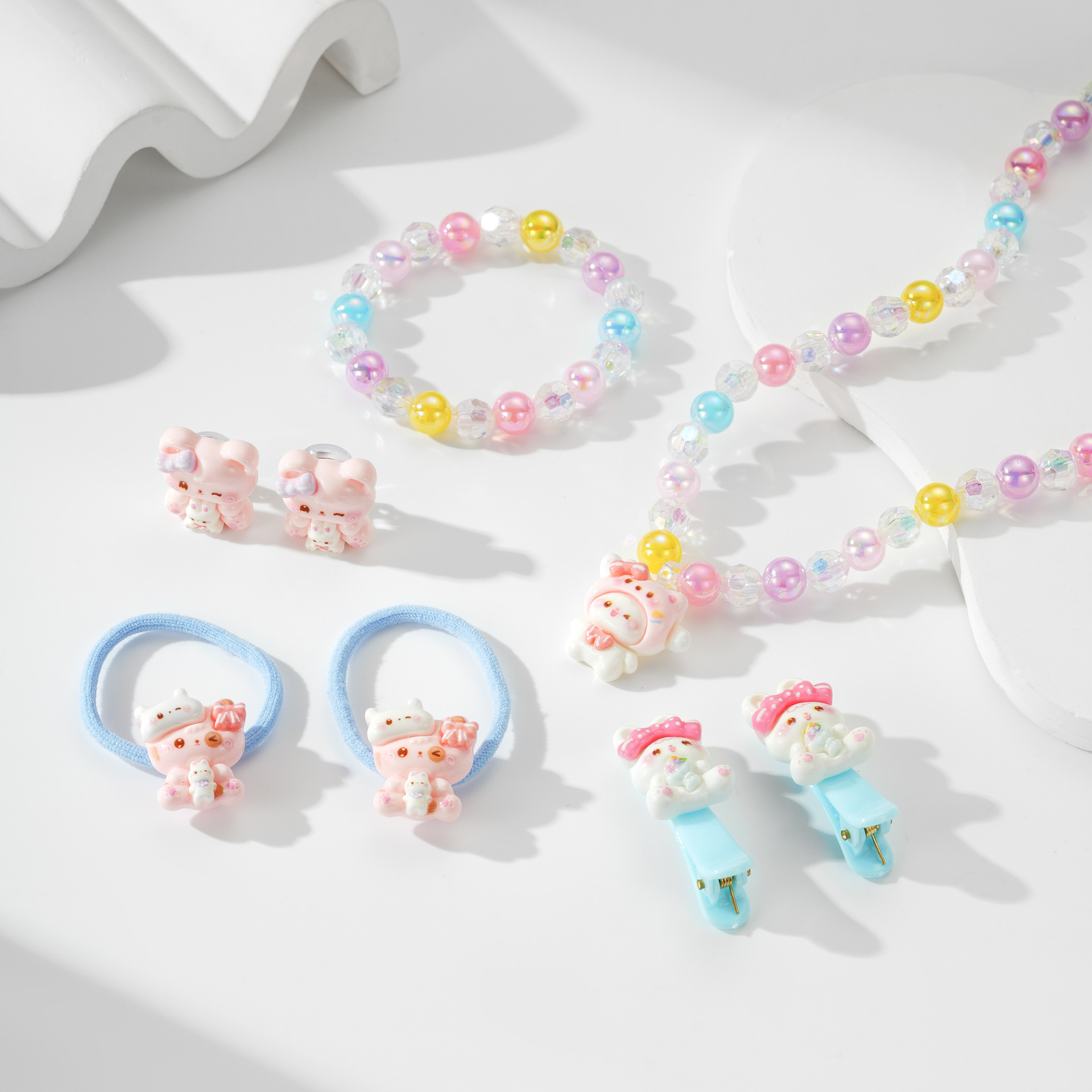 Niños cuentas bracelet lindas joyerías percas para el cabello collar clips para el cabello bandas de goma joyas collares niñas al por mayor transfronterizas