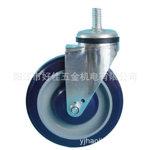 源头工厂直供125X32mm聚氨脂PU丝扣万向购物车脚轮