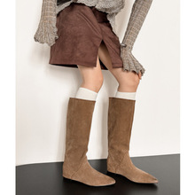 高跟女靴女鞋小众轻奢2025秋冬手工复古外贸跨境.黄，