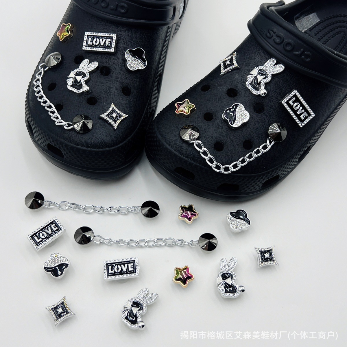 Estrellas plateadas ajuste agujero agujero perdido zapatos decorativos accesorios DIY extraíbles accesorios de flores hebillas de zapatos accesorios tridimensionales