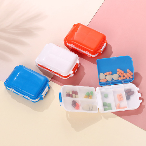 Foldable portable three-section pill box with 8 compartments mini storage box, portable one-week small pill box, jewelry box, divided pill box