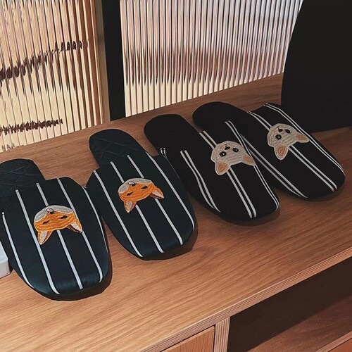 Simulation silk, dog fox fur bottom couple slippers, home indoor men's summer style, home use couple pair, Instagram style
