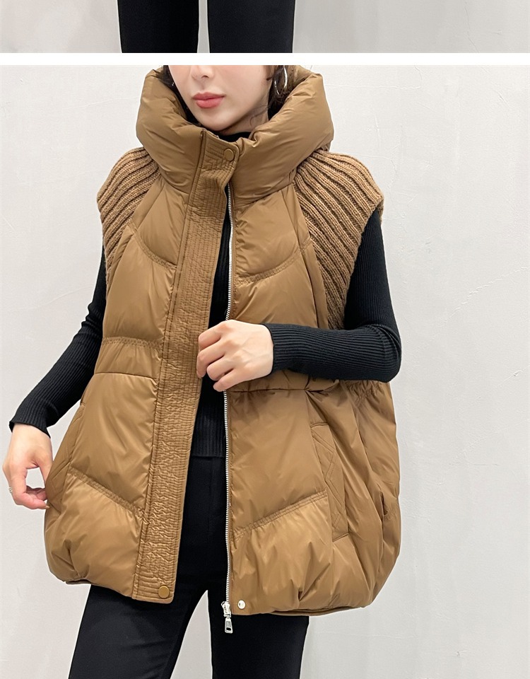 Damenbekleidung Gestrickte Ärmel Warme Jacke Weste für Damen 2024 Winter Neue Art Mode Kapuzendesign Warme kleine Außenweste_voghion.com