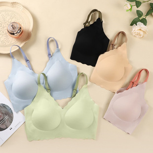 New Clouds Seamless Jelly Glue Underwear Latex Soft Support No Steel Ring Bra Women's Sling Seamless Sexy Gathering