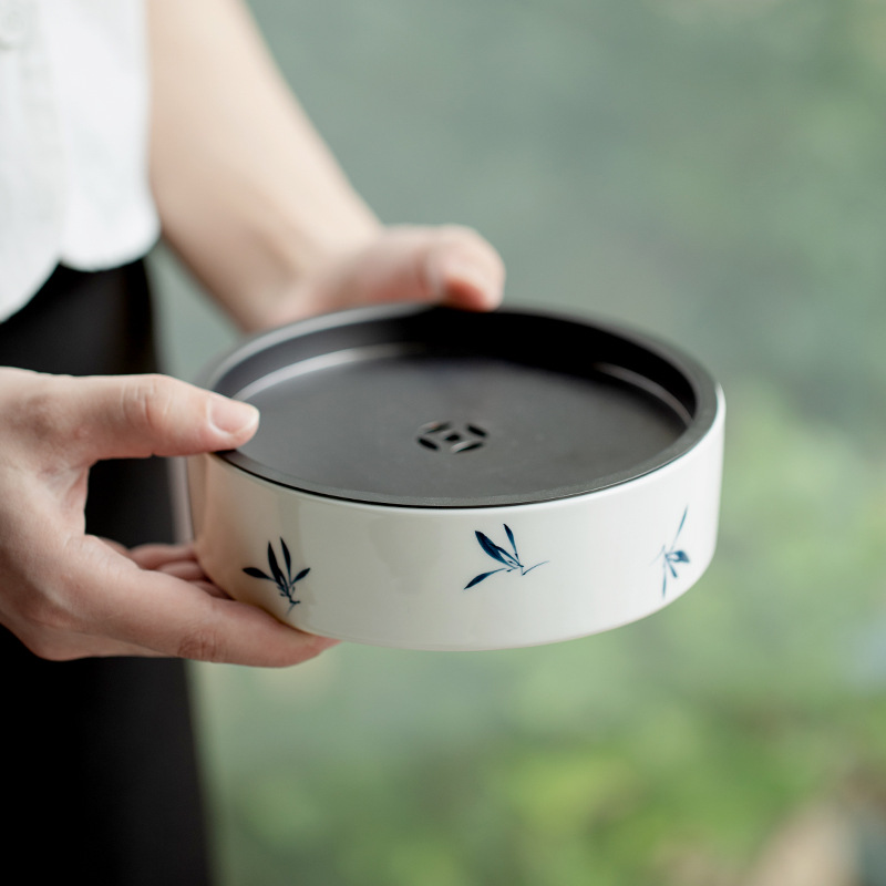 昌朴居纯手绘蝴蝶兰花陶瓷壶承茶台陶瓷干泡盘家用养壶茶承储水