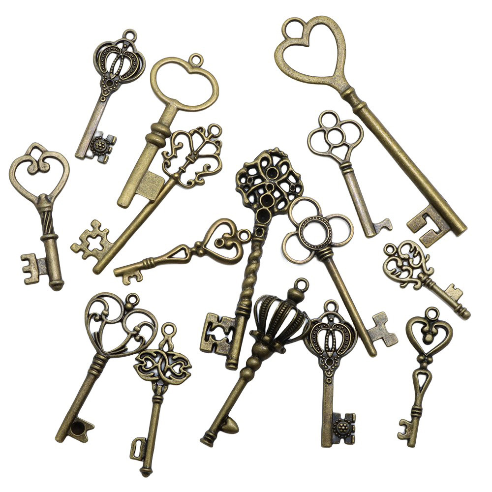 Amazon transfronteriza 50g bricolaje vintage clave decoraciones mixtas accesorios tamaño clave colgante