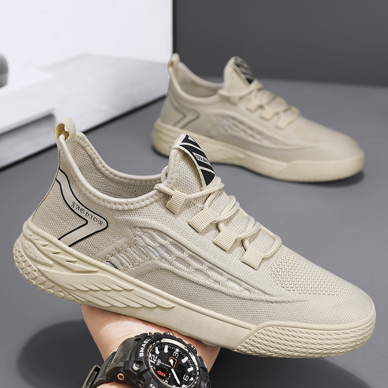 Men's Shoes Spring 2024 New Flying Woven Sneakers Men's Breathable Deodorant Mesh Mesh Shoes Casual Running Trendy Shoes