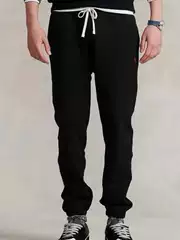 High-Quality Laff Rl Basic Eight-Color Versatile Pony Embroidered Logo Drawstring Thin Fleece Sweatpants for Men and Women