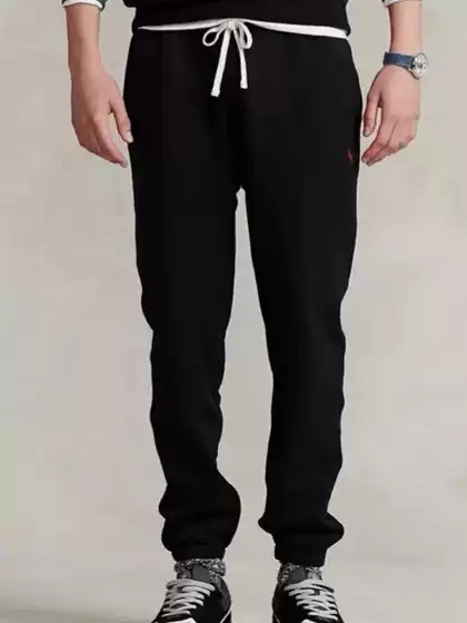 High-Quality Laff Rl Basic Eight-Color Versatile Pony Embroidered Logo Drawstring Thin Fleece Sweatpants for Men and Women