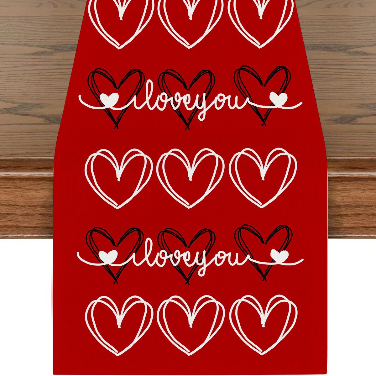 Artículos populares transfronterizos: Mantel para restaurante del Día de San Valentín, camino de mesa de lino con estampado de dibujos animados, mantel individual a prueba de polvo y resistente a las manchas, cubierta para mesa de café.