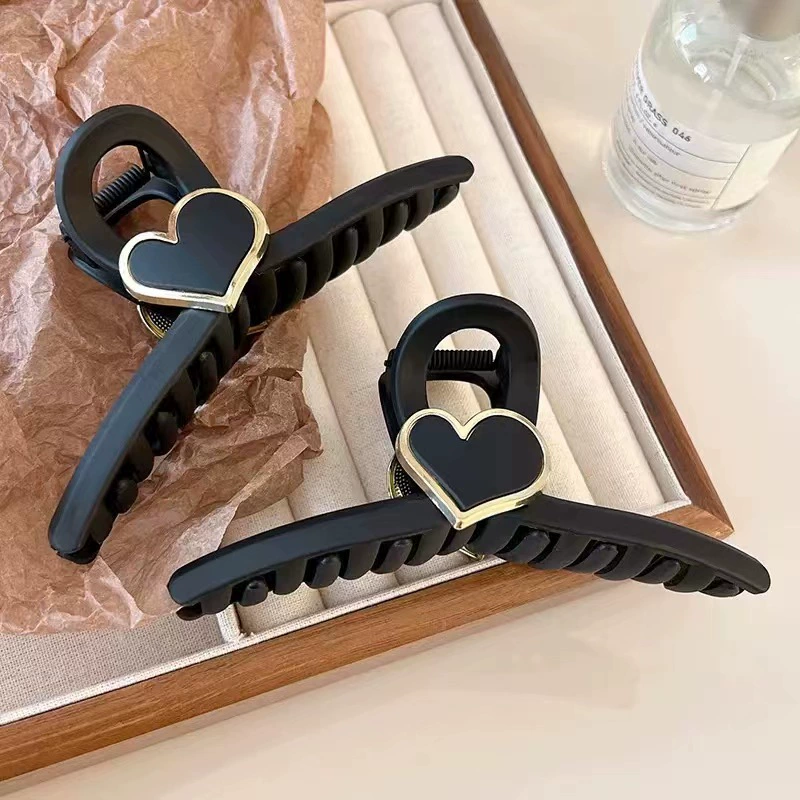 Матовый черный зажим для волос, краб-пин, ретро акула, крупная hair accessory, стиль высокого качества, простой и элегантный дизайн