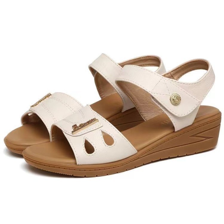 Sandalias de cuña para mujer 2025 nuevo estilo de verano moda de todo fósforo ropa exterior antideslizante tendón de res zapatos de madre de suela suave