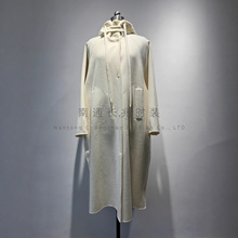 定制~奶fu奶白色手工山羊绒双面呢大衣连帽超长款女冬外套