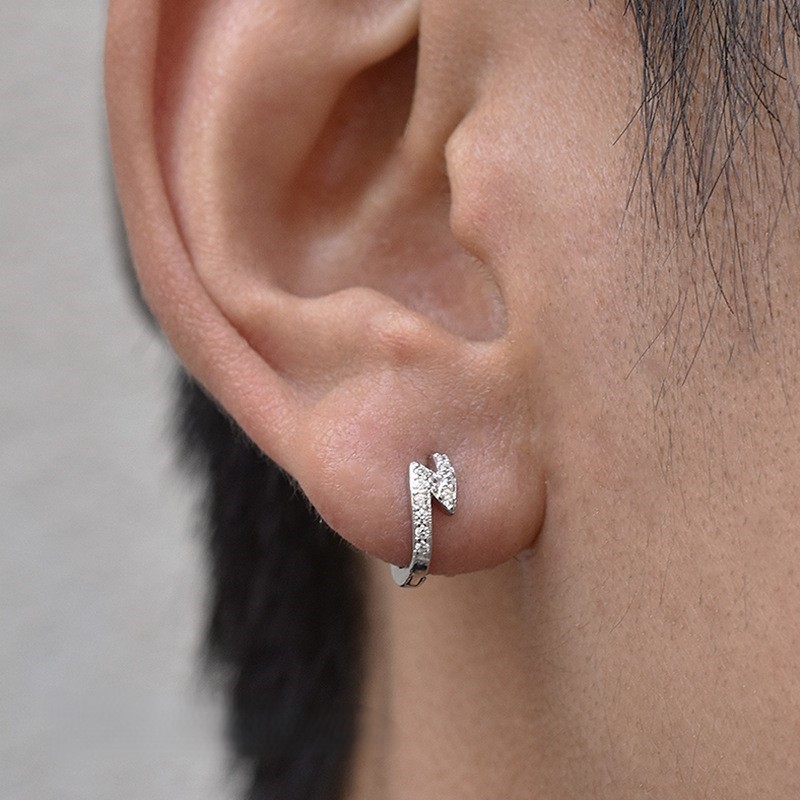 Diamond-studded Lightning Earrings, Versatile Street Style For Both Men And Women, Fashionable Zircon Ear Cuffs_voghion.com