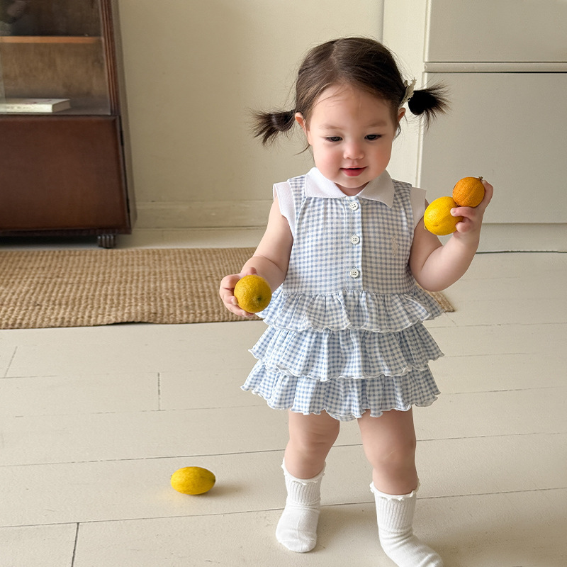 Sugarcane Pear Children's Wear Girls dress Summer Thin 2025 New Children's Princess Skirt Climbing Dress Baby Bag Fart Skirt