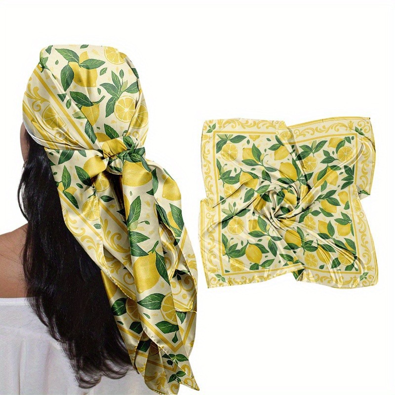 26 Cross-Border Items 35inch Headscarf, Floral Pattern Headscarf, Skin-Friendly, Breathable, Not Stuffy, Fashionable Accessory