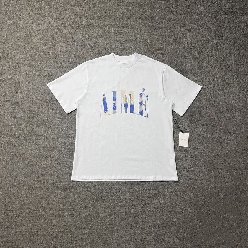 Aime Leon Dore抽象色ブロックロゴプリント夏ハイストリート男女ゆるいカジュアル半袖tシャツ潮|undefined