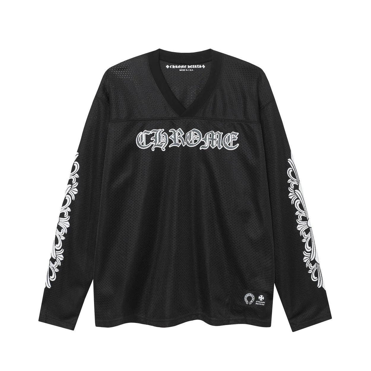 24 Хорватия Chrome Hearts Меш Арм Крест Печать Пара Длинный рукав Т-шirt рукав штаны Хип-хоп