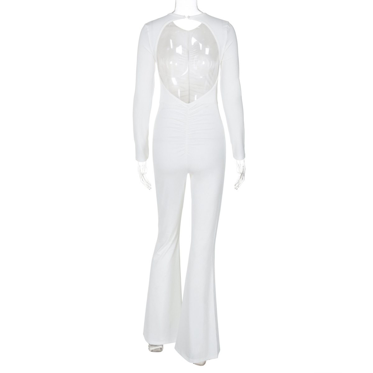 Women Clothing Autumn Solid Color Long Sleeve Sexy Backless Slim Fit Bodysuit Women