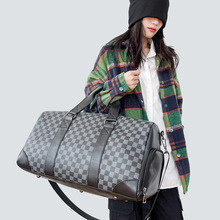 新款格子旅行包男士手提大容量出差收纳包旅行单肩斜挎包健身包