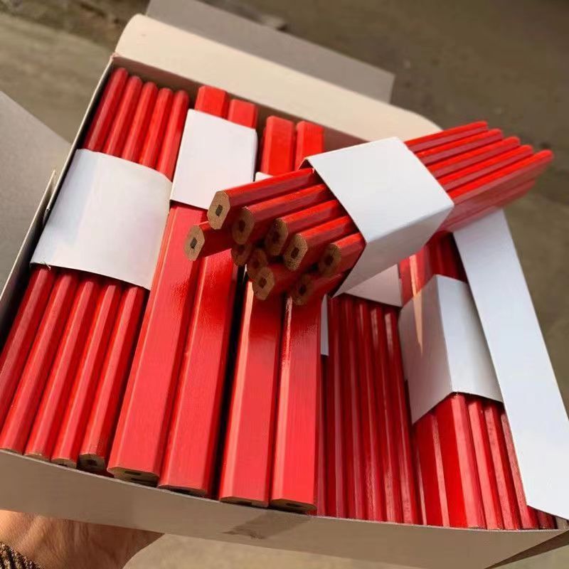Woodworking Pencil Site Special Marking Work Special Flat Head Pen Wood Black Octagonal Red Square Line High Color Value Woodworking Pencil Site Special Marking Work Special Flat Head Pen Wood Black Octagonal Red Square Line High Color Value