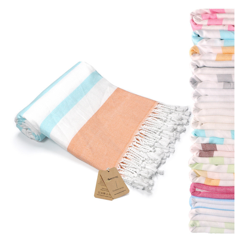New 100% Cotton Organic Cotton Turkish Beach Towel Pure Cotton Absorbent Turkish Tassel Cotton Beach Towel