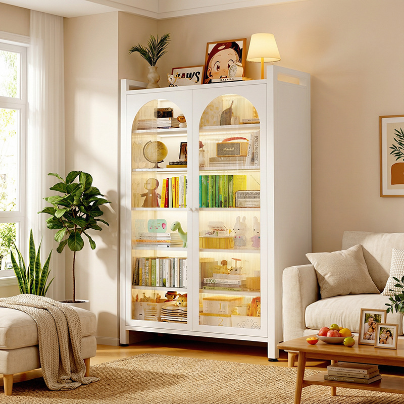 Gabinete de acero con puerta estante de libros para niños dormitorio armario de almacenamiento sala de estar mostrador armario de hierro forjado estante de almacenamiento armario de almacenamiento a prueba de polvo