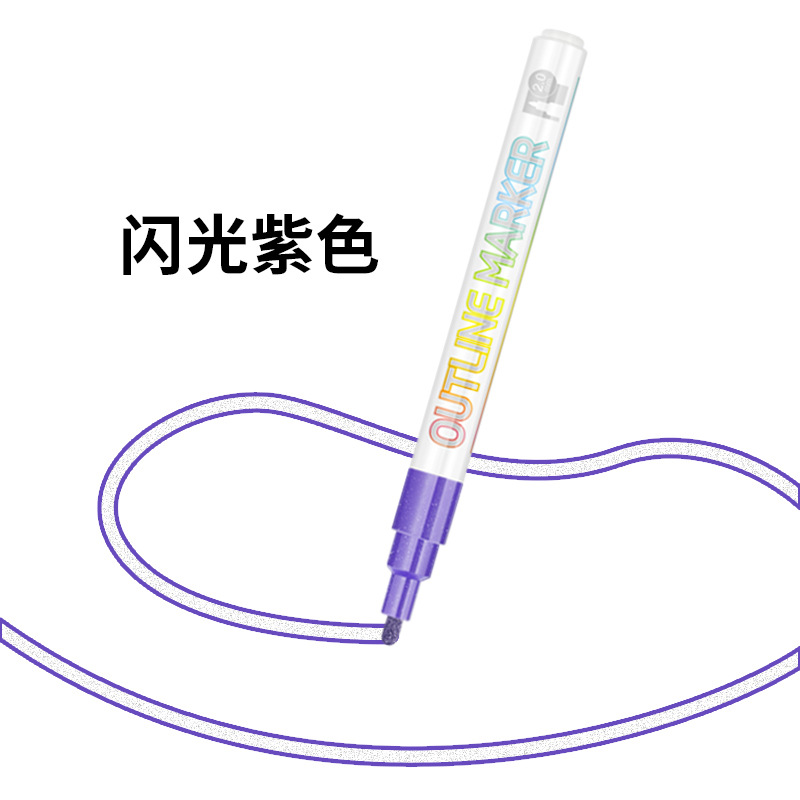 Somechi-bolígrafo de doble línea para planificador DIY, bolígrafo con purpurina para tarjetas de felicitación, marcador de graffiti para estudiantes, rotulador resaltador