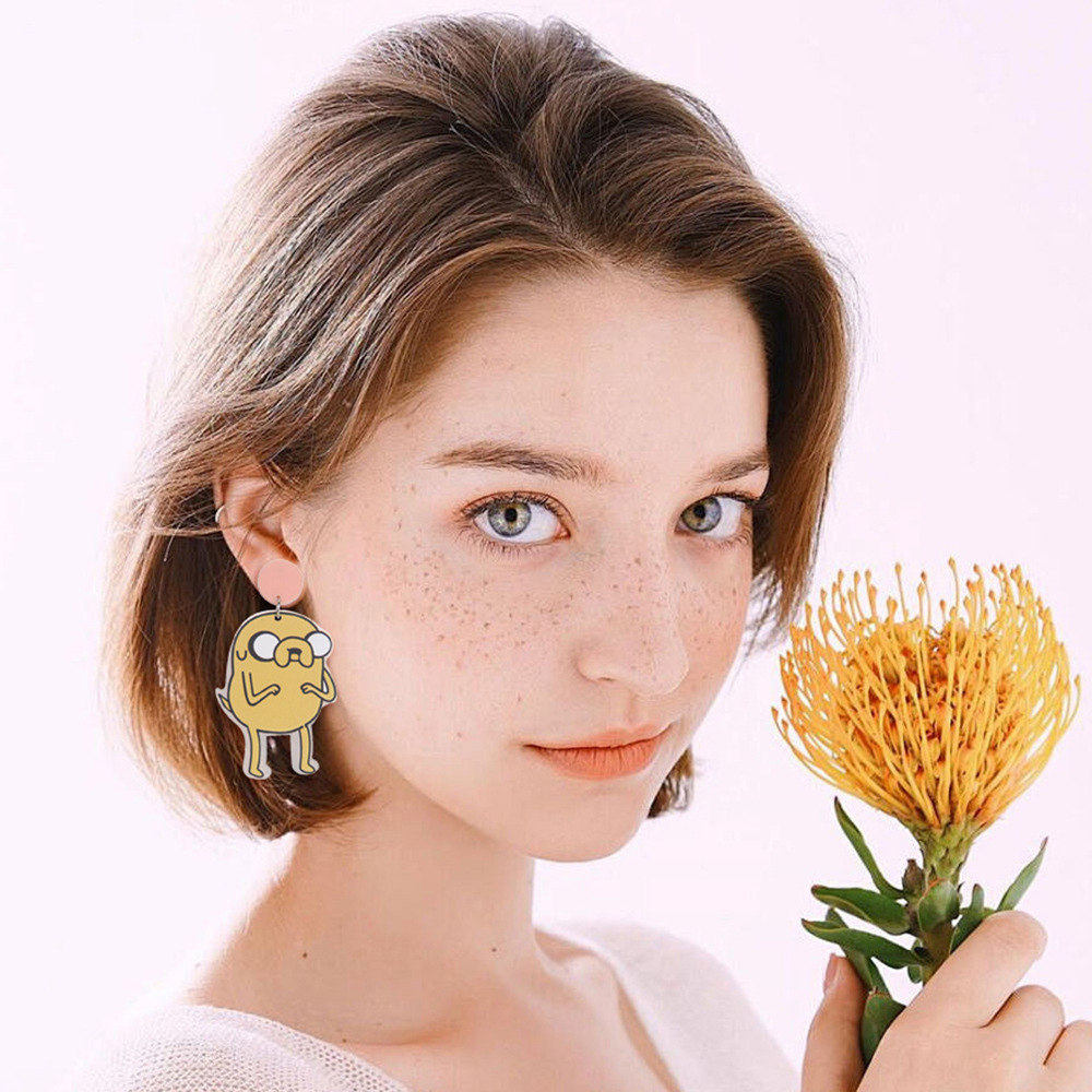304 Stainless Steel Ear Needle Material Drop Earrings Classification 1 Pair Cartoon Style Sweet Cartoon Character Arylic Drop Earrings