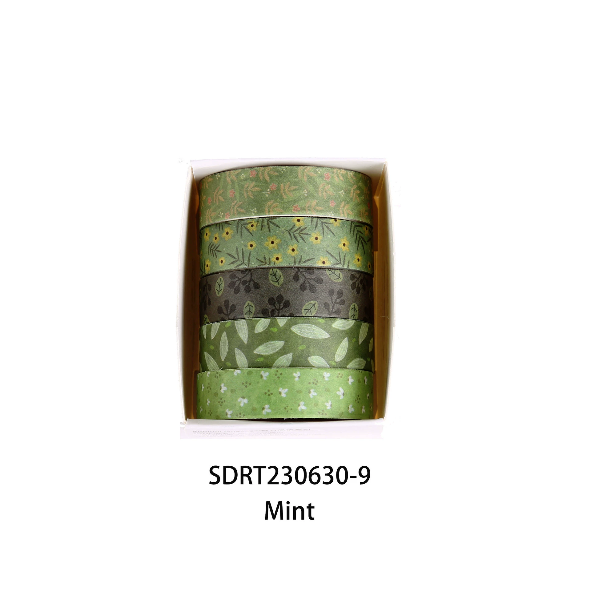 Washi tape set Mori Mori, 1 cm × 2 m 5‑rolls, retro decorative patterns