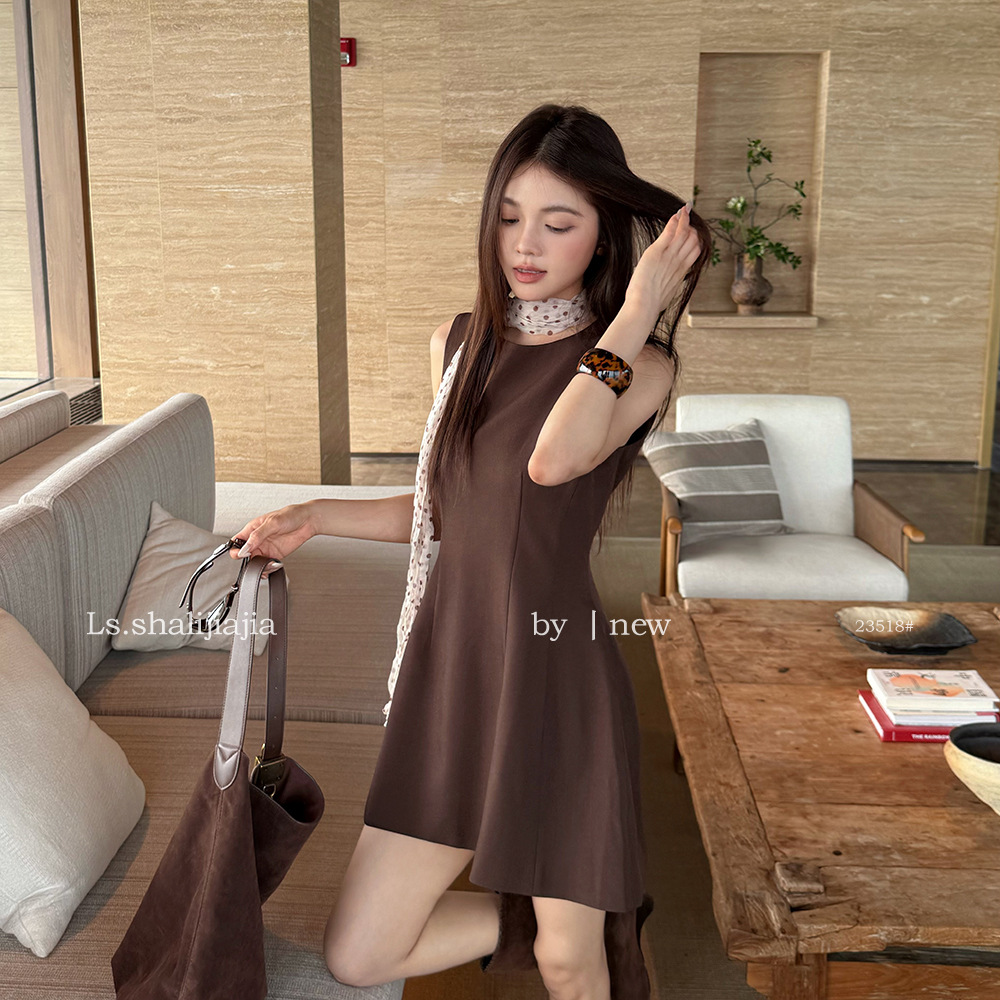 LS French Elegant Solid Color Sleeveless Dress, Guangzhou Shisanhang 2026 Early Autumn New Women's Dress 23518