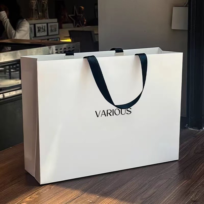 Bolsa de papel sin cintura, bolsas de regalo, logotipo imprimible para embalaje de centro comercial de alta calidad