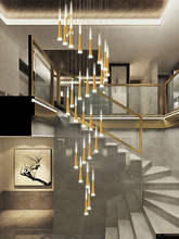 樓梯長吊燈現代簡約別墅大氣北歐客廳創意個性餐廳旋轉復式樓吊燈
