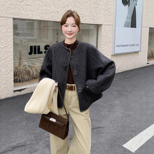 咖色两面穿毛呢外套女冬2025今年流行韩系短款小个子双面呢子上衣