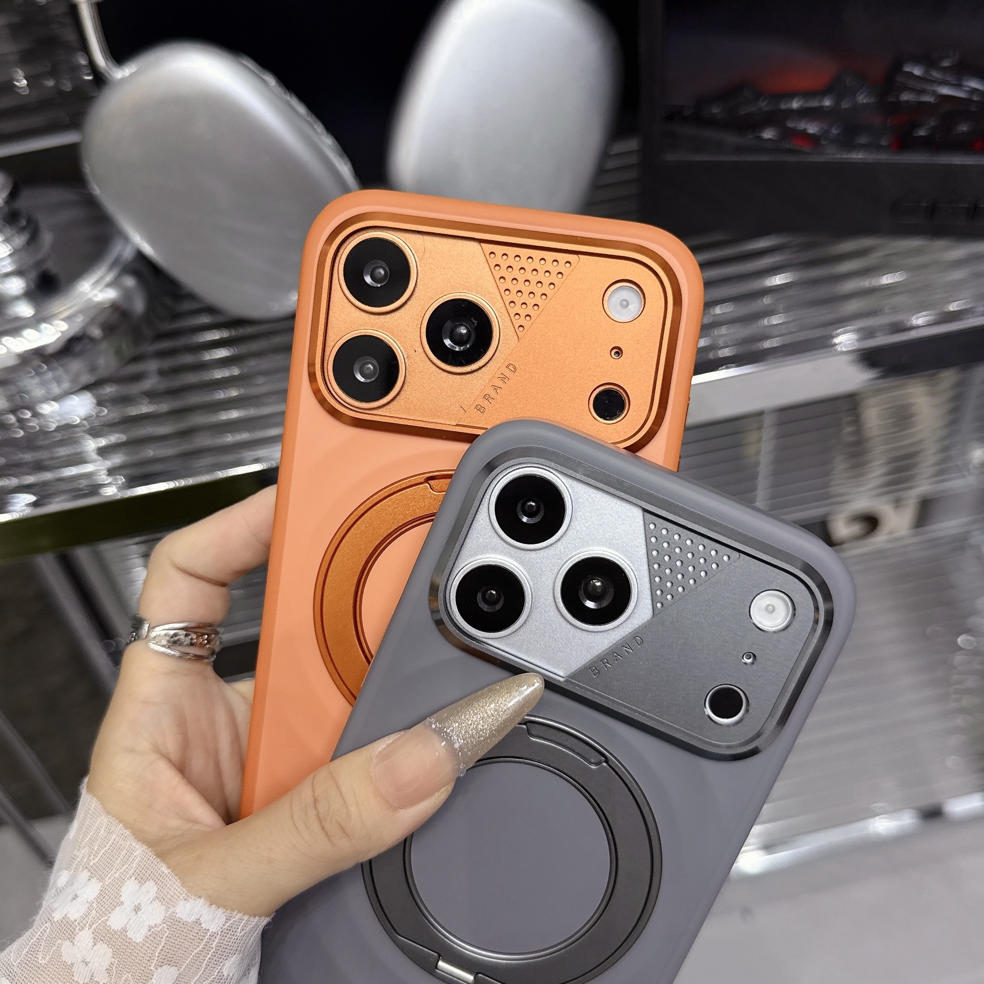 Premium Solid Color Rotating Stand Phone Case For IPhone 17 Promax/16/15/14/13 Magnetic Anti Drop Protective Cover_voghion.com