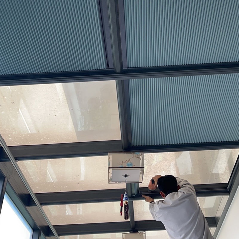 Sunroom Sunshade Top Curtain Electric Canopy Honeycomb Curtain Top Insulation Sun Protection Balcony Curtain Glass House Roof Shading