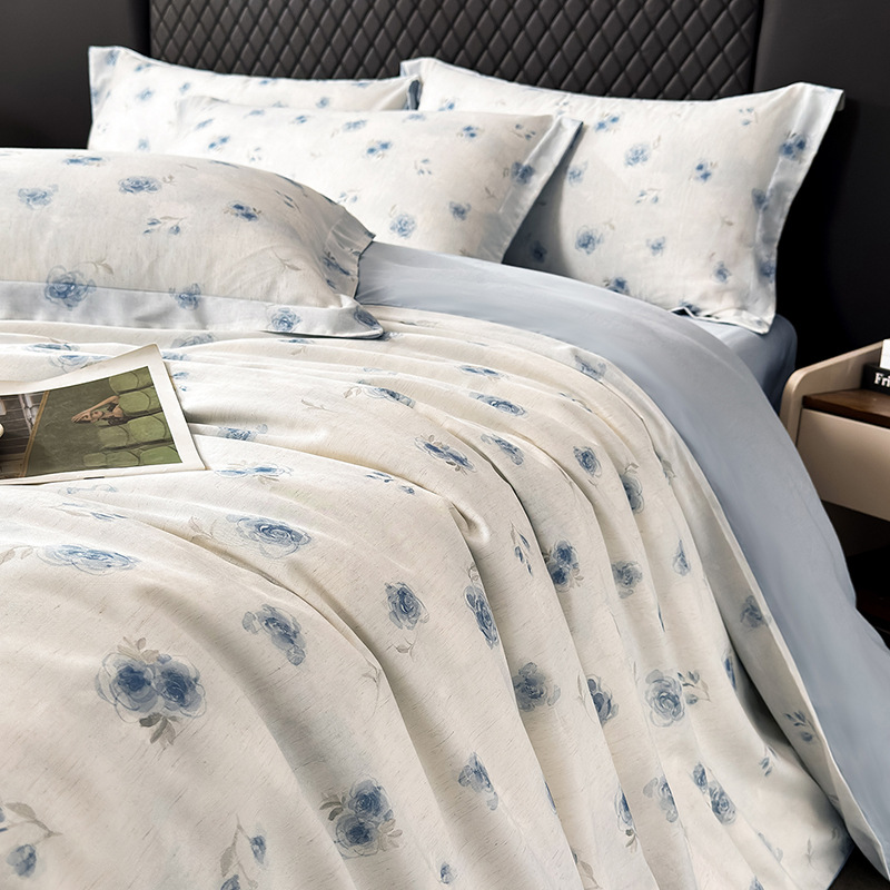 Summer Ice Silk Duvet Cover Set, Breathable Lyocell Bedding_voghion.com