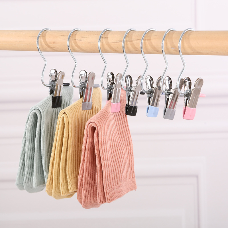 Clip para colgar ropa de acero inoxidable, gancho multifuncional, toalla sin rastro, sombrero, calcetines, pantalones a prueba de viento, clip para secar ropa fija de tres caracteres