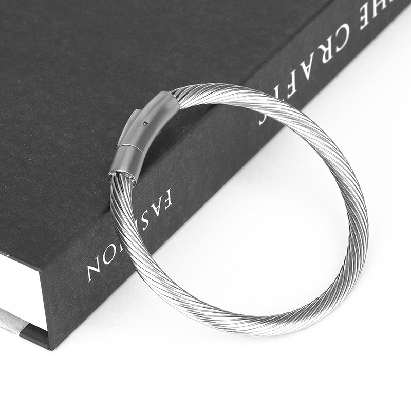 European and American Cross-Border Fashionable Wia Wire Bracelets for Men and Women Adjustable Cable Wire Rope Color-Preserving Titanium Steel Bracelet Jewelry