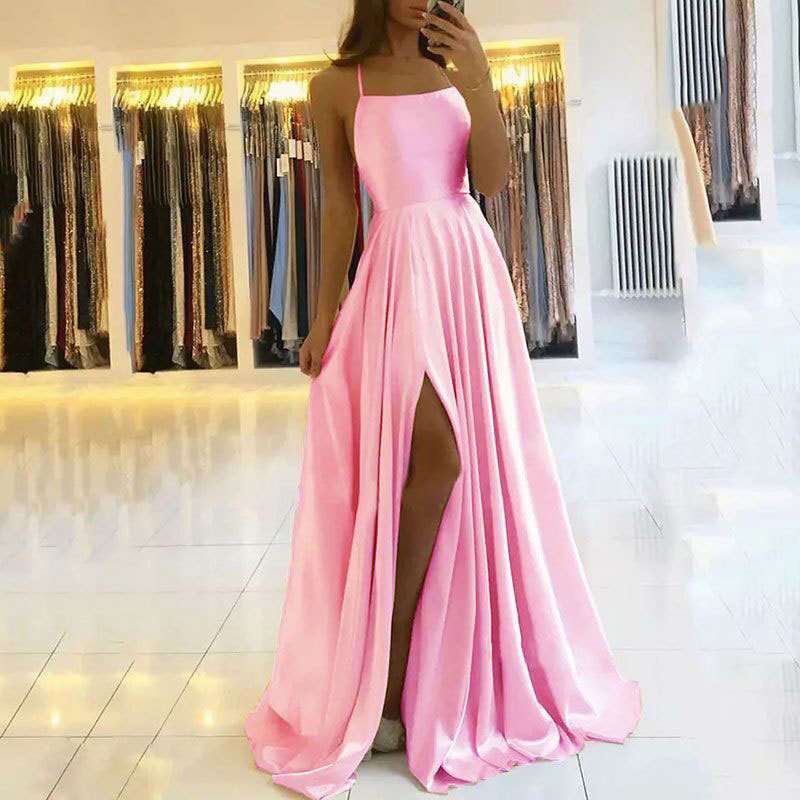 Comercio exterior europeo y americano Amazon AliExpress deseo vestido de noche de las mujeres sexy Correa split simple vestido largo