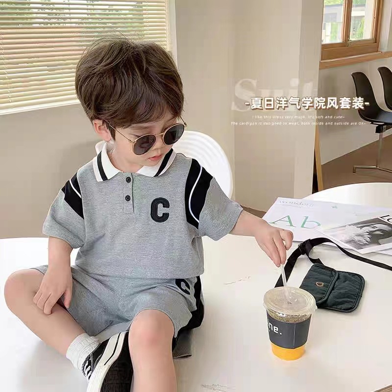 Children's Summer Wear Boys' Suit 2024 New Fashionable Little Boy Summer Thin Clothes Trendy Baby Internet Famous Children's Wear 